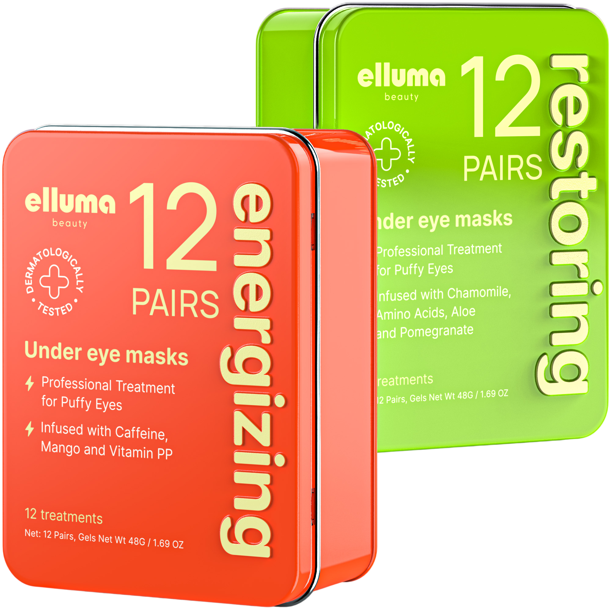 Morning & Night Duo — energizing + restoring tins with hydrogel patches