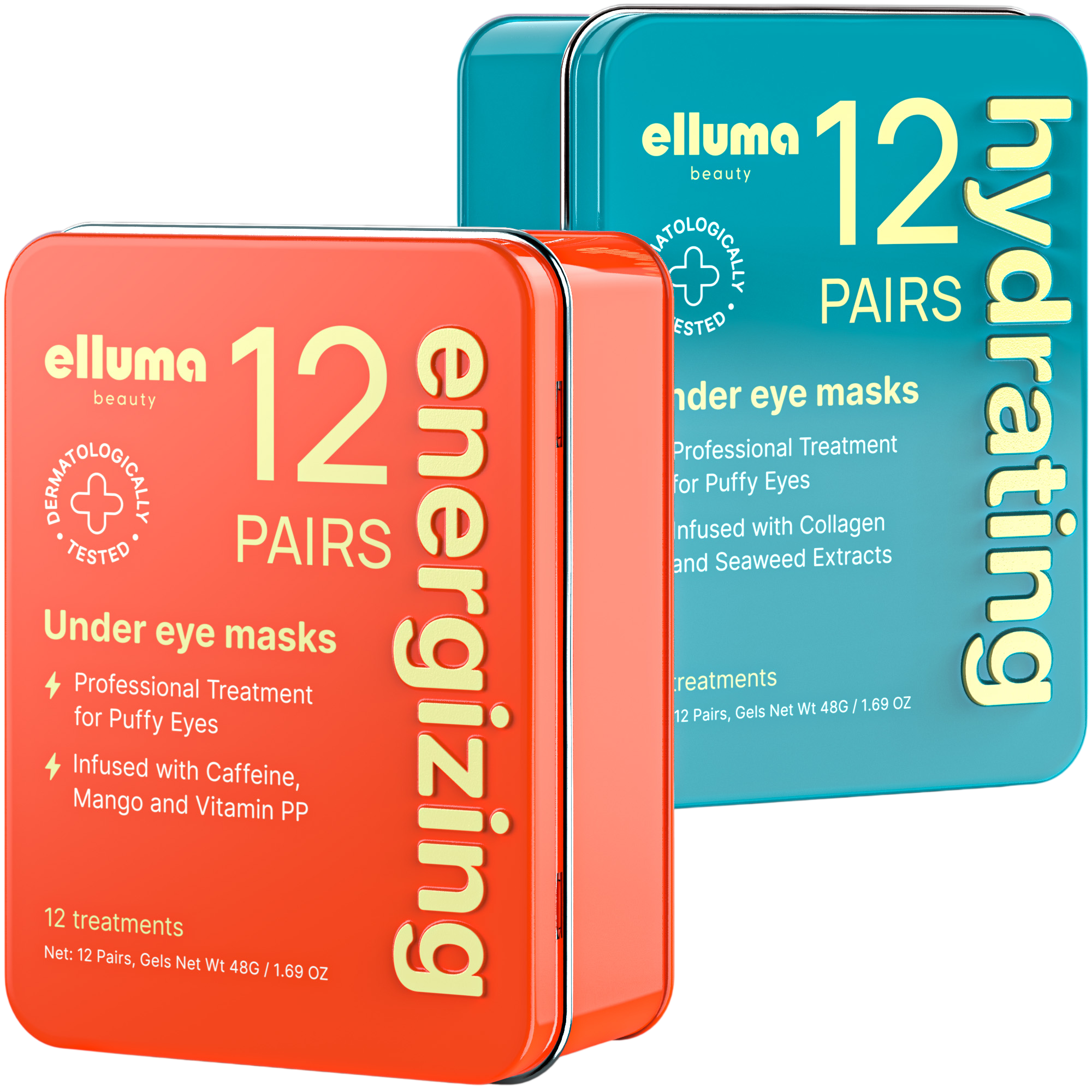 Pre-Makeup Glow Duo — energizing + hydrating tins with hydrogel patches
